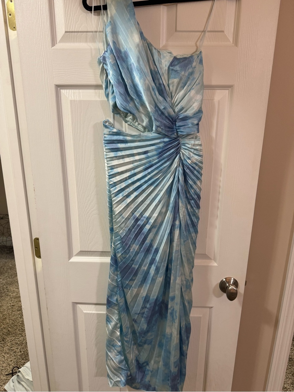 Abercrombie & Fitch Light Blue One-Shoulder Pleated Gown